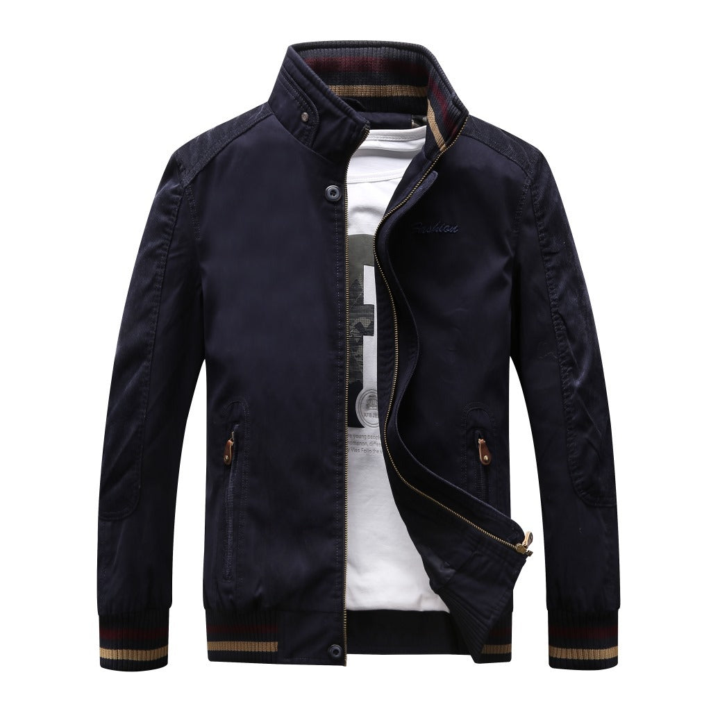 Herren Harrington-Style Übergangsjacke mit Stehkragen und gerippten Bündchen Echoarchiv
