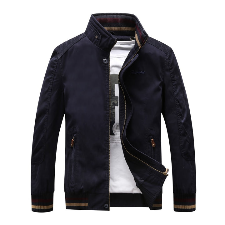 Herren Harrington-Style Übergangsjacke mit Stehkragen und gerippten Bündchen Echoarchiv