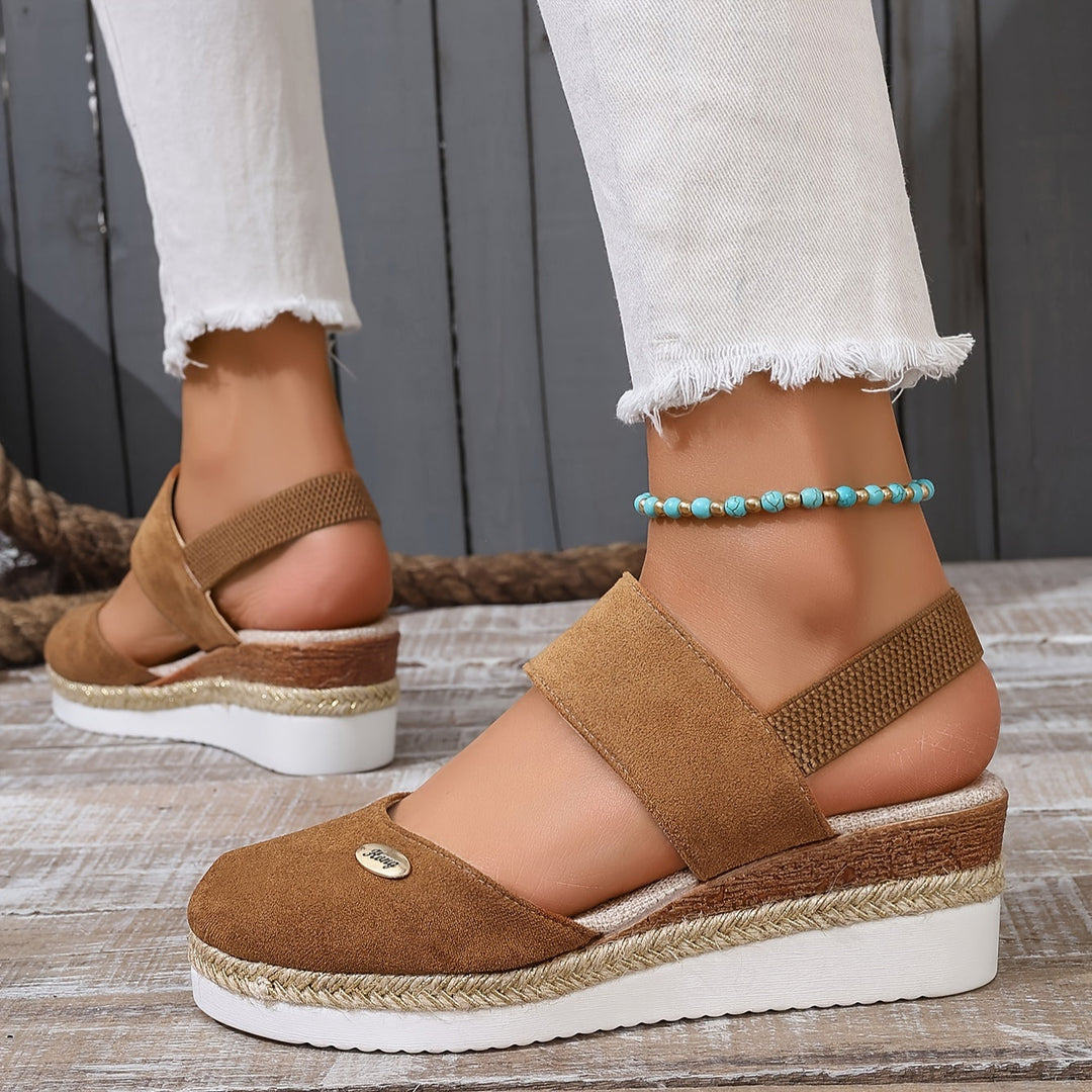 Echoarchiv | Damen Sandalen Auf Plattform: Rutschfest, Geschlossene Zehe, Elastischer Riemen