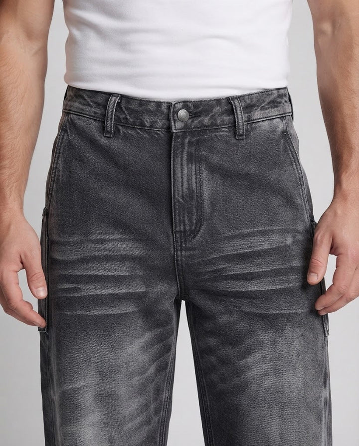 Herren Baggy-Denim mit ballonförmigem Bein, markanten Bügelfalten und Paneel-Details Echo Archiv
