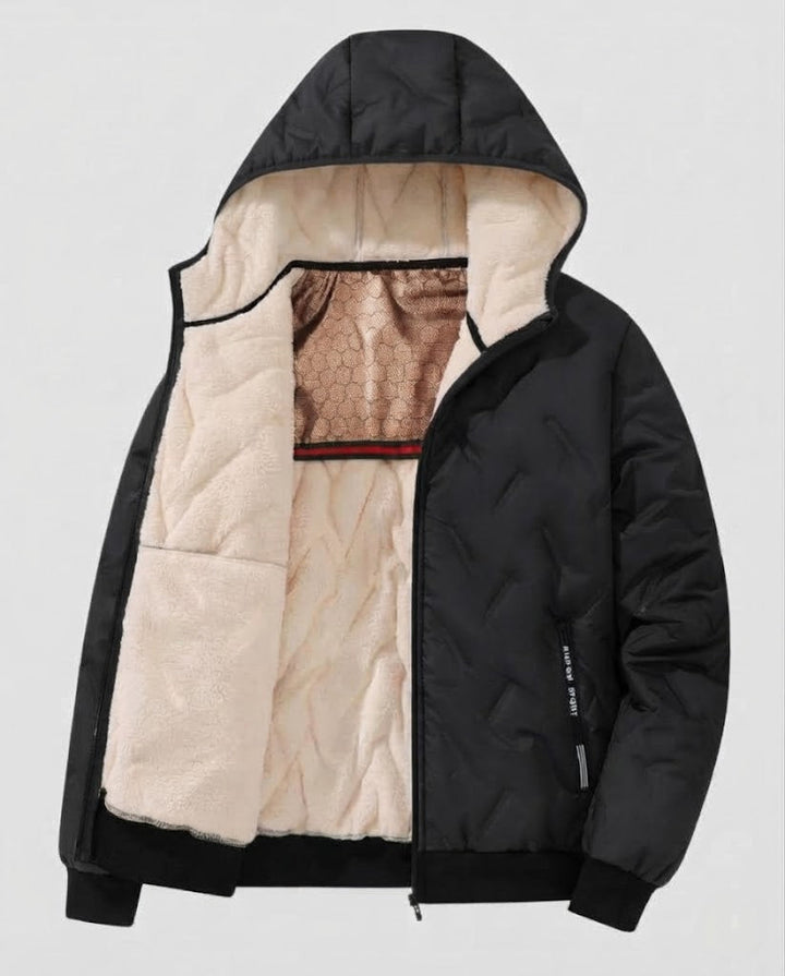 Herren Kapuzen‑Wattierte Thermo‑Bomberjacke mit Teddyfutter und winddichter Außenlage Echoarchiv