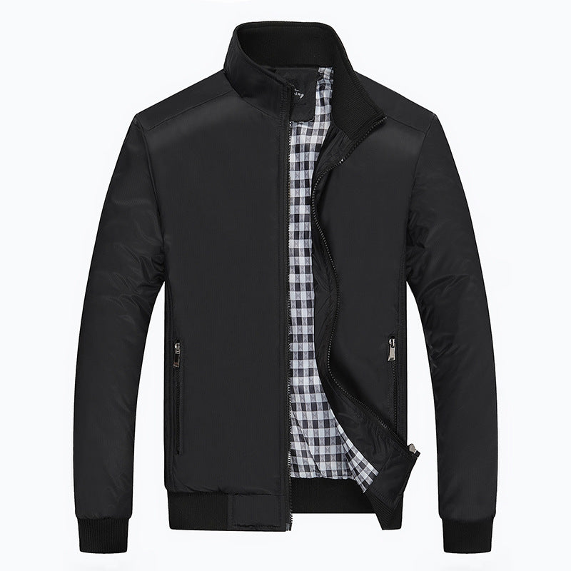 Herren Leichter Harrington-Blouson mit Stehkragen und kariertem Innenfutter Echoarchiv