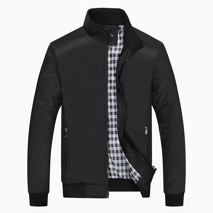 Herren Leichter Harrington-Blouson mit Stehkragen und kariertem Innenfutter Echoarchiv