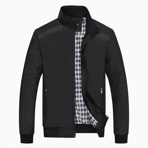 Herren Leichter Harrington-Blouson mit Stehkragen und kariertem Innenfutter Echoarchiv