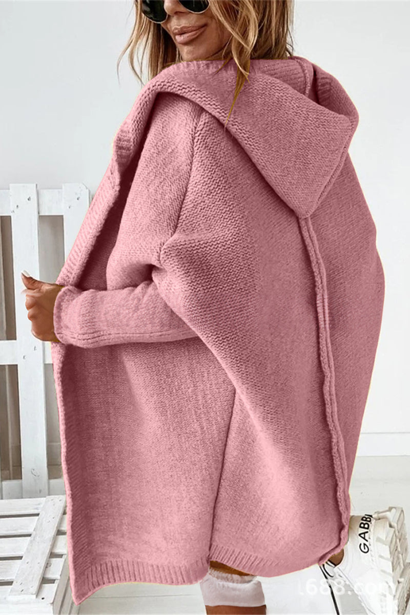 Oversized Strickcardigan mit Kapuze – Veloura
