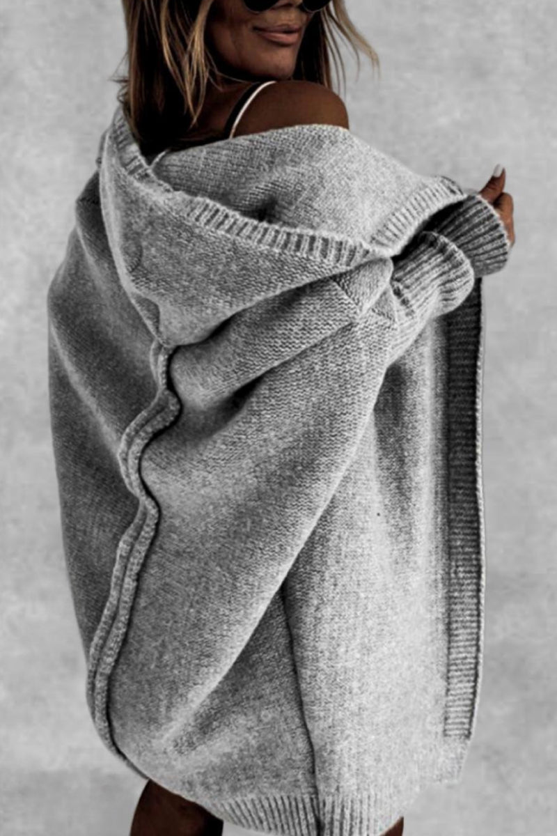 Oversized Strickcardigan mit Kapuze – Veloura