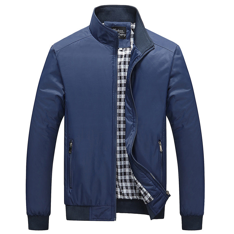 Herren Leichter Harrington-Blouson mit Stehkragen und kariertem Innenfutter Echoarchiv