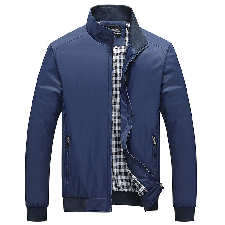 Herren Leichter Harrington-Blouson mit Stehkragen und kariertem Innenfutter Echoarchiv