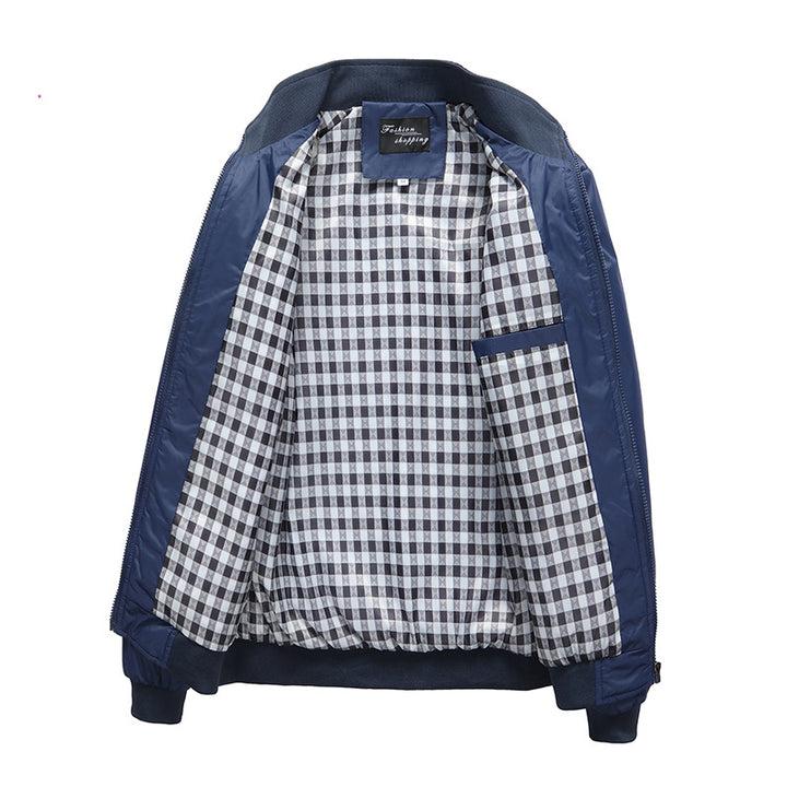 Herren Leichter Harrington-Blouson mit Stehkragen und kariertem Innenfutter Echoarchiv