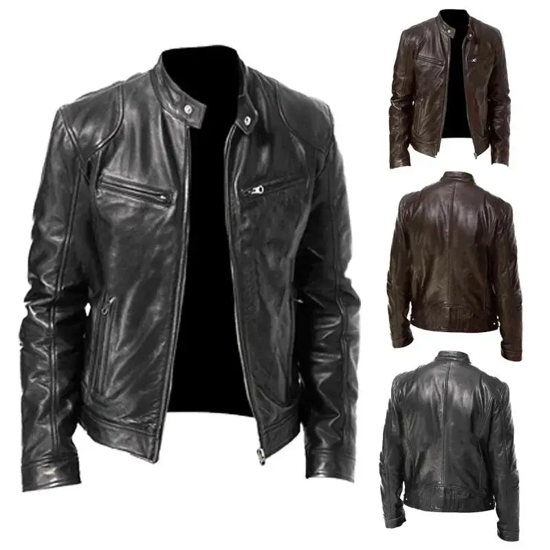 Echoarchiv | Robuste Leder-Motorradjacke Bikerjacke für Herren Erwan