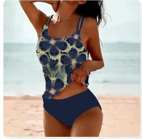 Echoarchiv | Retro Hochgeschnittenes Bikini mit Stranddruck