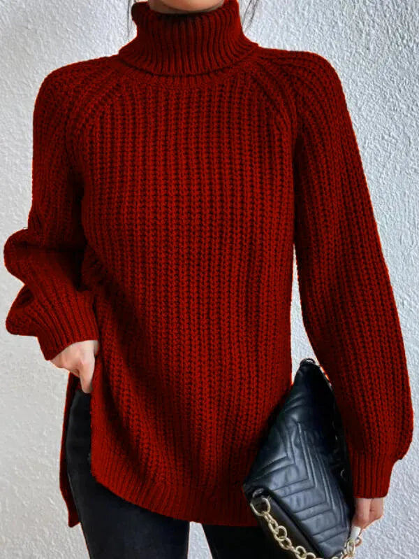 Echoarchiv-rollkragenpullover Mit Raglanärmel Und Geteiltem Saum
