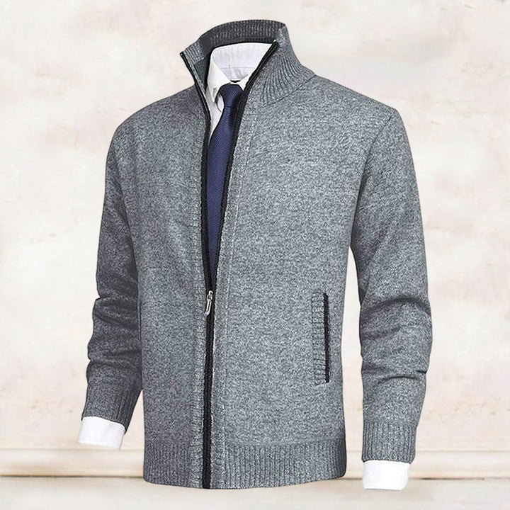 Echoarchiv | Strickjacke mit Stehkragen und Reißverschluss