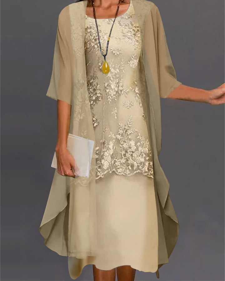Zweiteiliges Chiffonkleid – elegantes Set
