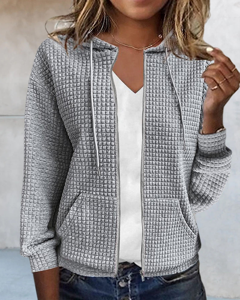 Damen-Cardigan mit Kapuze und Reißverschluss – Veloura