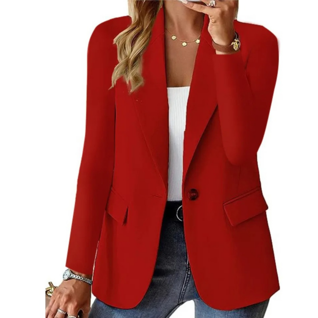 Echoarchiv | Solider Damen-Blazer mit Langen Ärmeln und Schmaler Taschenschnalle