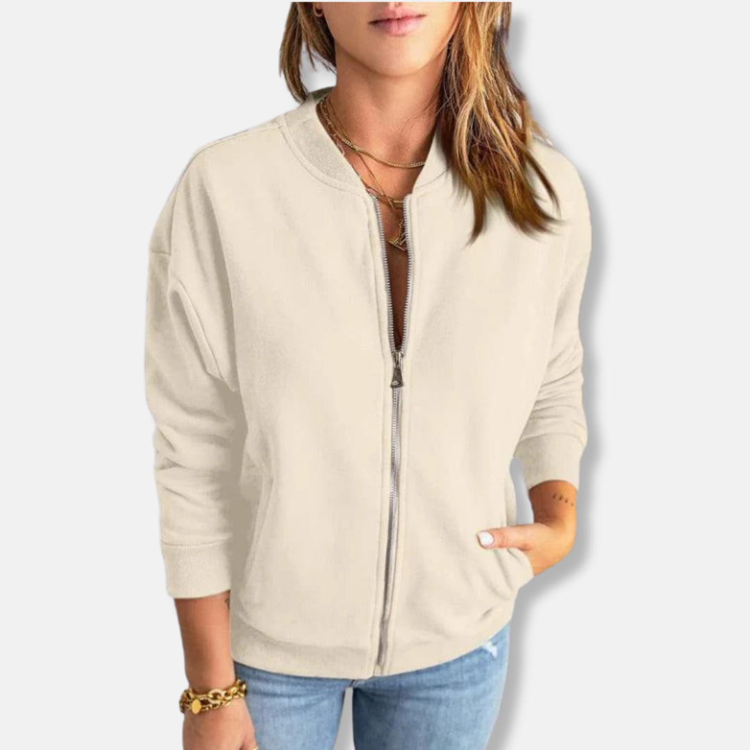 Jacke - Leicht - Lässige Passform - Reißverschluss - Rippenbündchen - Lässiger Look – Célinea