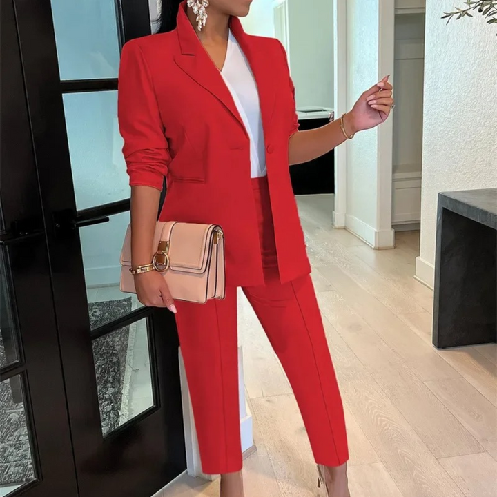 Schicke Herbst Bürostil Blazer und Hosen Set für Frauen – Avérine