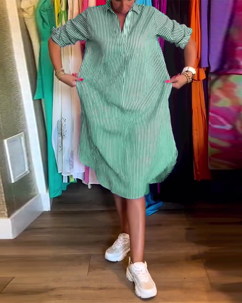 Echoarchiv | Gestreiftes Hemdkleid In Lässiger Passform