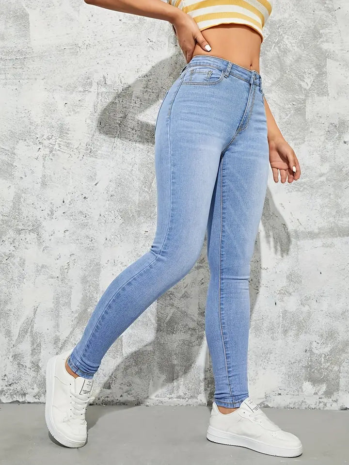 Hell gewaschene Skinny-Fit-JEchoarchivns mit hohem Bund für Damen