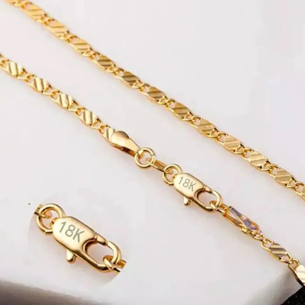 Echoarchiv | 18k Goldene Kette 2mm 925 Sterling Silberkette