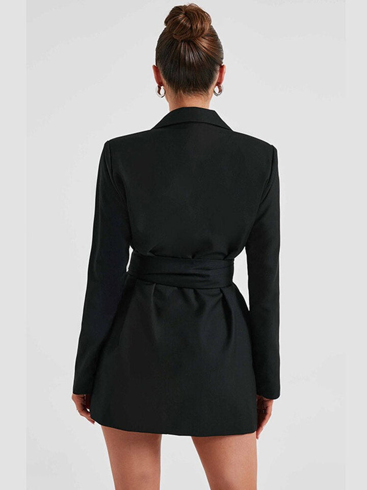 Schwarzes Damen Blazerkleid mit V-Ausschnitt | Echoarchiv