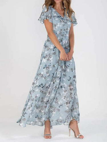 Elegante Blumige Chiffonkleid