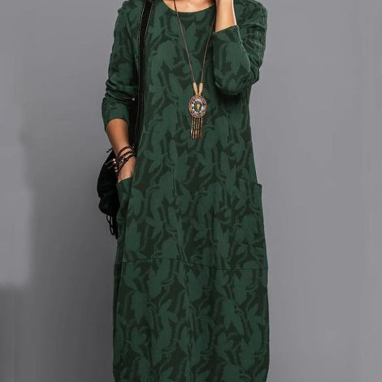 Echoarchiv | Langärmeliges Taschenkleid mit Druck