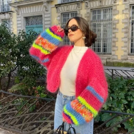 Echoarchiv | Gestreifte Offene Strickjacke