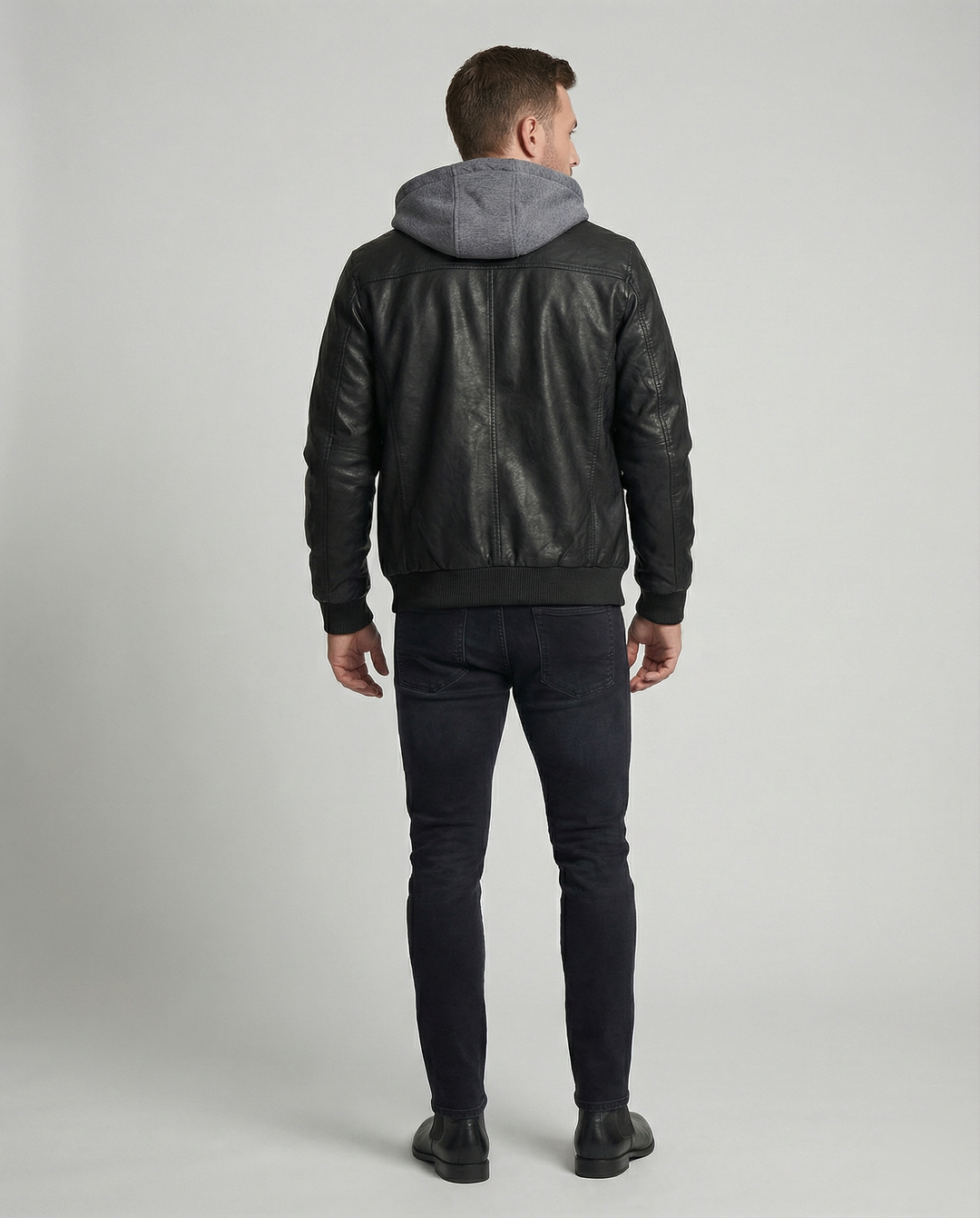Lederjacke mit Kapuze für Männer – Valtoré