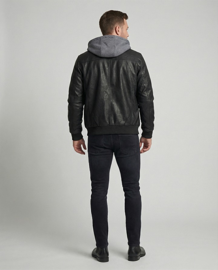 Lederjacke mit Kapuze für Männer – Valtoré