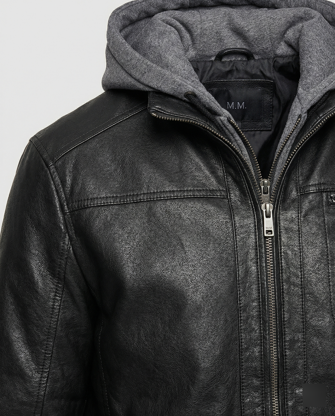 Lederjacke mit Kapuze für Männer – Valtoré