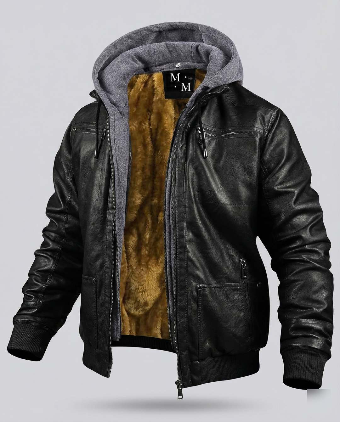 Lederjacke mit Kapuze für Männer – Valtoré