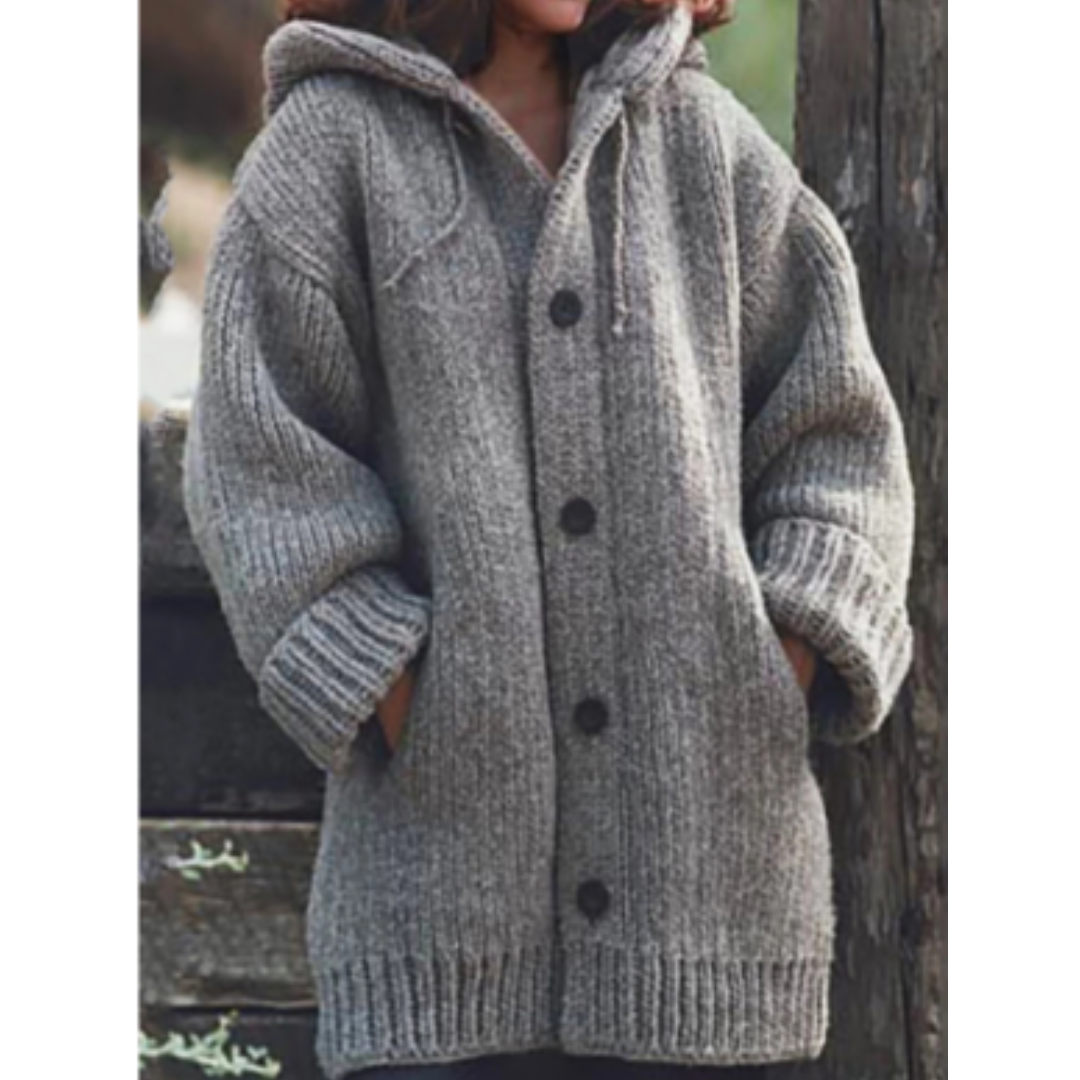 Kuscheliger Strickmantel Mit Kapuze Für Damen – Célinea