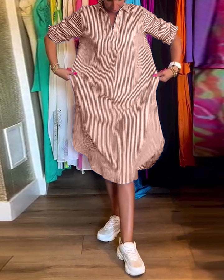 Echoarchiv | Gestreiftes Hemdkleid In Lässiger Passform