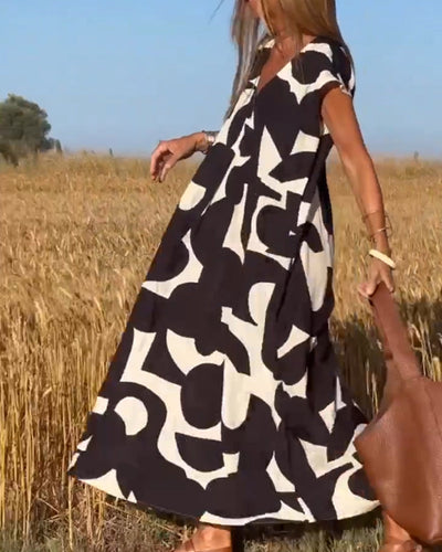 Echoarchiv | Amara Maxikleid mit Print und V-Ausschnitt