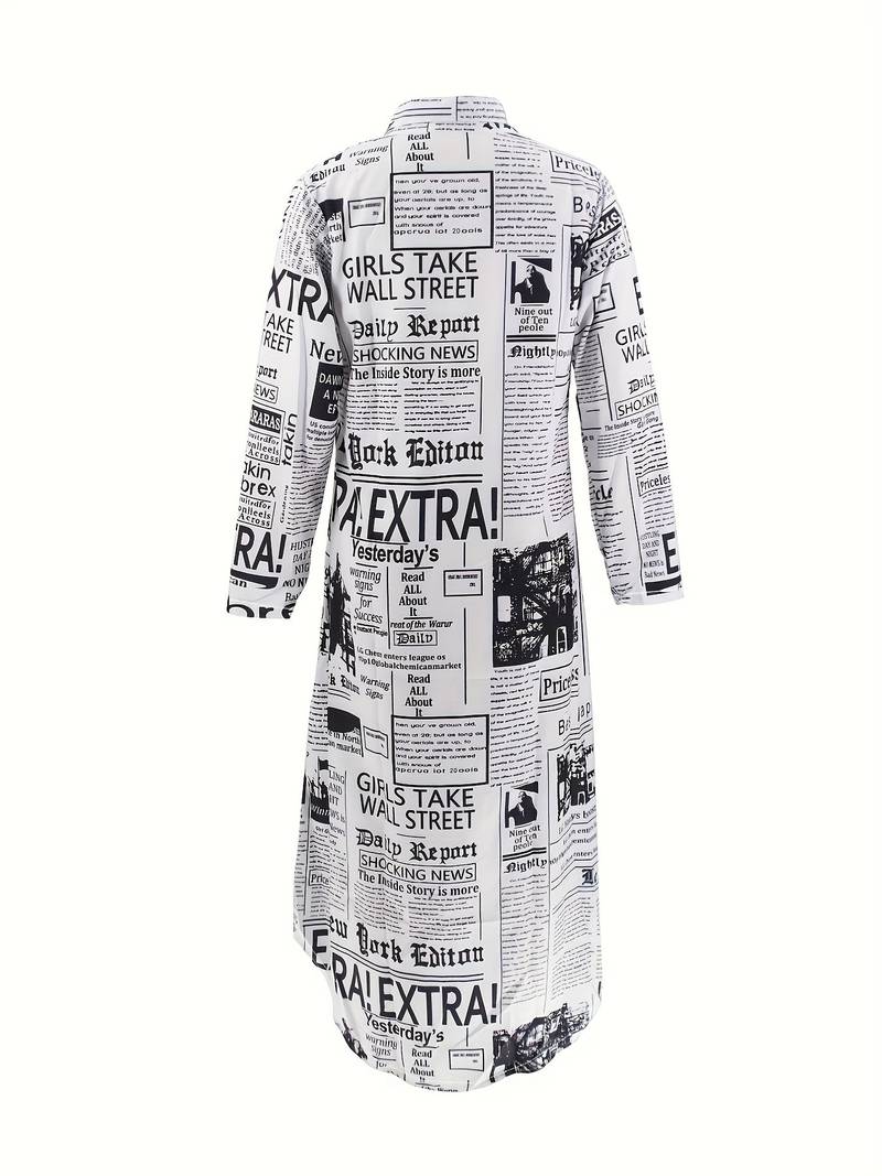 Hemdkleid mit Zeitungsdruck
