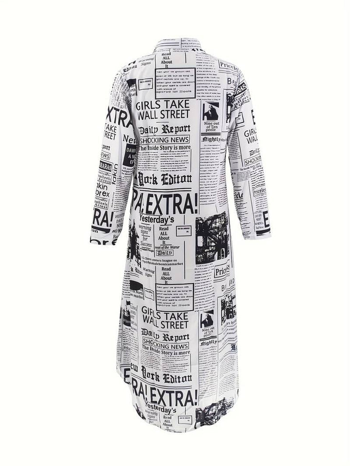 Hemdkleid mit Zeitungsdruck