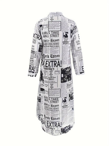Hemdkleid mit Zeitungsdruck