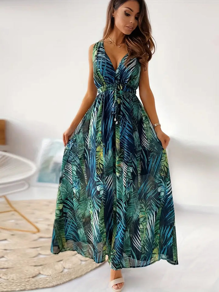 Echoarchiv | Casual Boho Maxi-Kleid Mit Kordelzug
