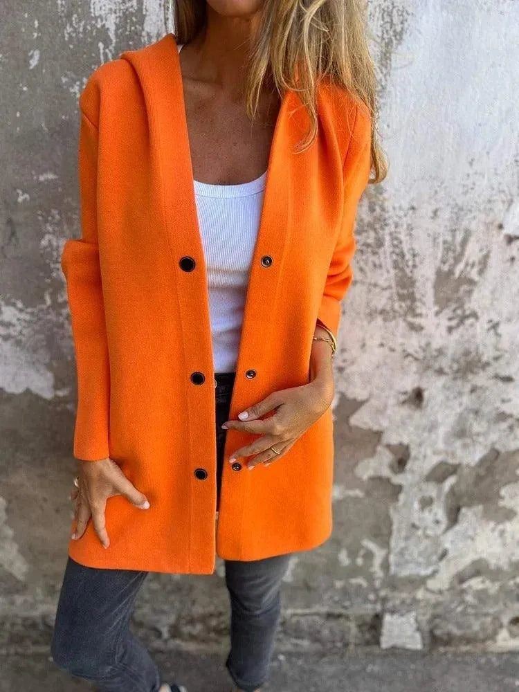 Echoarchiv | Lässiger einreihiger Cardigan mit Kapuze