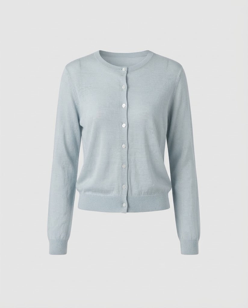 Damen Leichter Feinstrick-Cardigan mit feiner Knopfleiste und Rundhalsausschnitt Echo Archiv