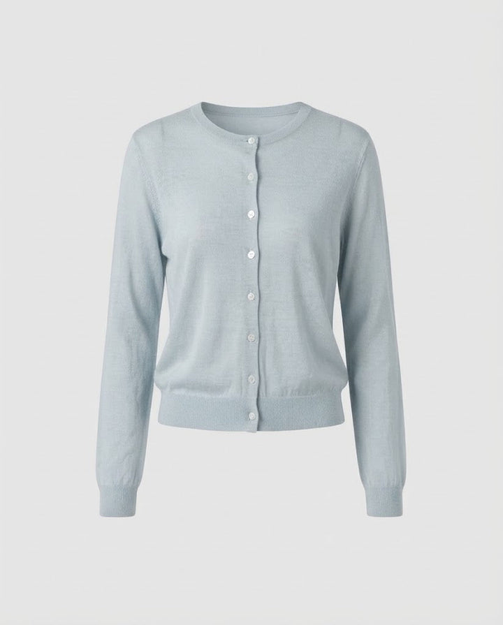 Damen Leichter Feinstrick-Cardigan mit feiner Knopfleiste und Rundhalsausschnitt Echo Archiv