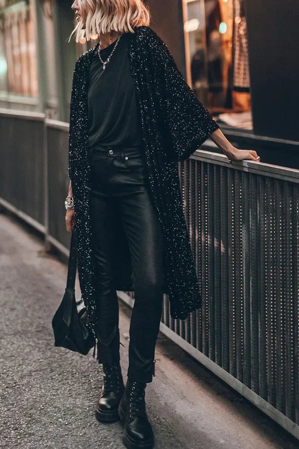 Glänzende Pailletten Winddichte Strickjacke - Suzie