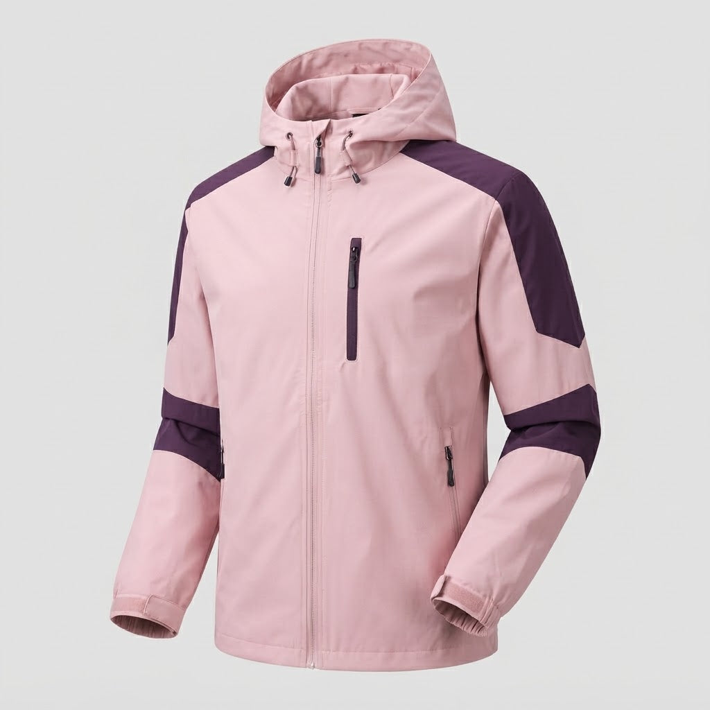Leichte, wasserabweisende Herren-Hoodie-Softshell-Jacke mit Kontraststreifen und Brustreißverschluss Echo Archiv