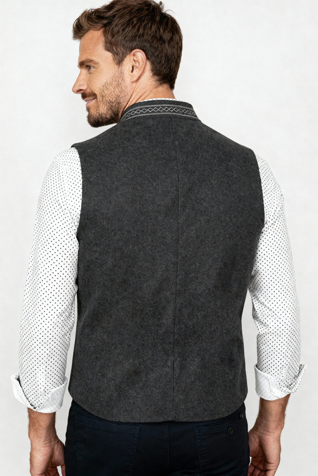 Elegante Herren Trachtenweste Grau Traditionell – Marzano