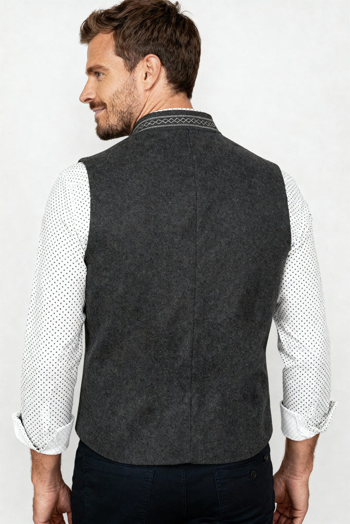 Elegante Herren Trachtenweste Grau Traditionell – Marzano