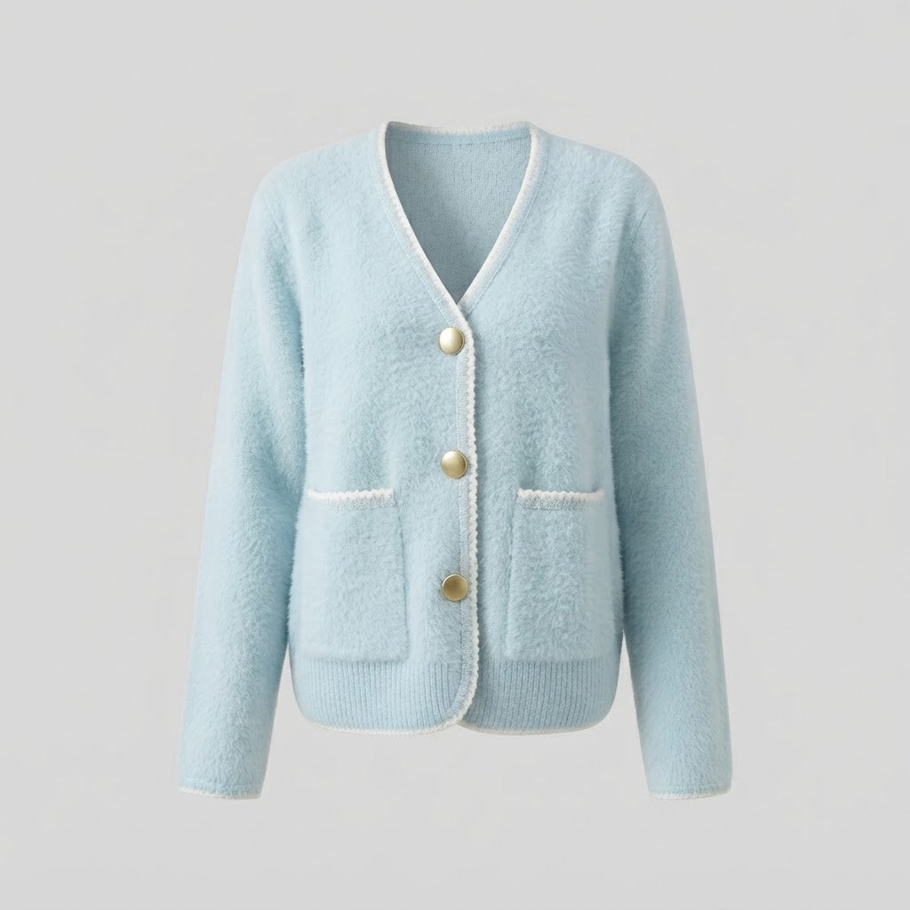 Damen Kuschelige Bouclé-Strickjacke mit Zierborte Echo Archiv