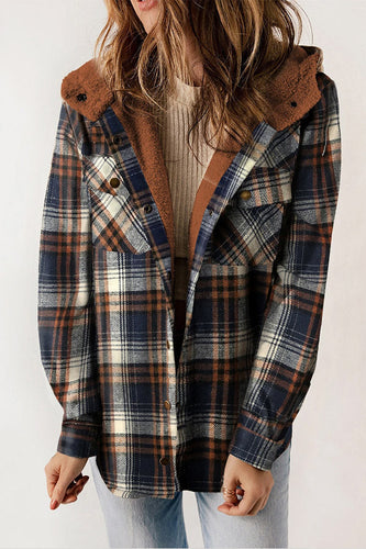 Echoarchiv | Knopf Sherpa gefütterte Kapuzen-Flanelljacke