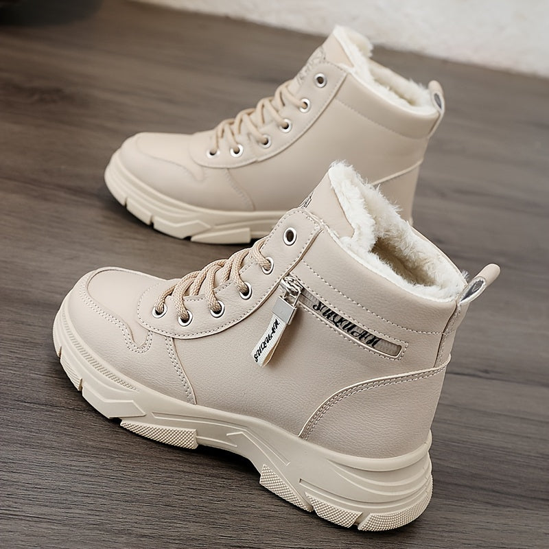 Damen Winter-Stiefelette mit Warmem Fellfutter & Reißverschluss-Detail | Große Größen